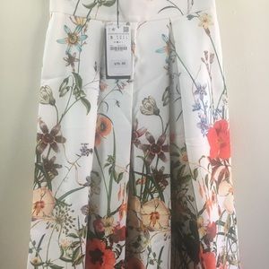 zara floral midi skirt